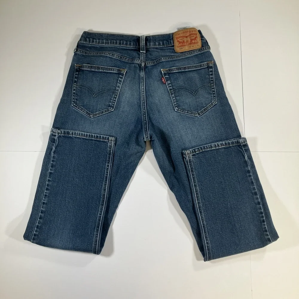 Levi's 541 Jeans Mens 30x28 Athletic Taper Stretch Blue Medium Wash Denim